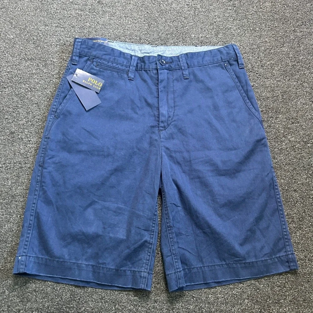 Polo Ralph Lauren‎ Shorts Blue Mens 30 Relaxed Fit Cotton Chino Pony NEW Flaw